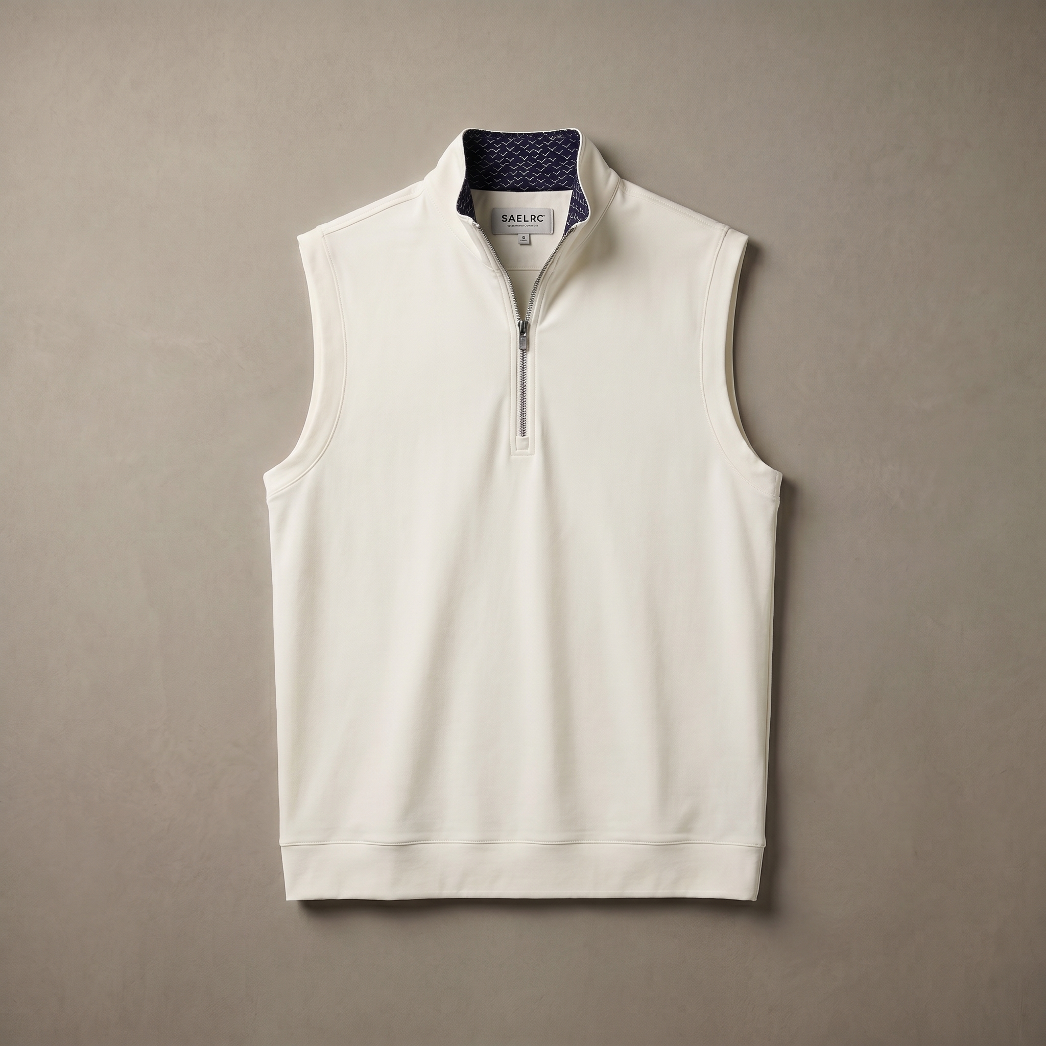 Men's Stretch Fabric Golf Vest With Windproof Flap And Stylish Print Collar