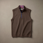 Men's Stretch Fabric Golf Vest With Windproof Flap And Stylish Print Collar