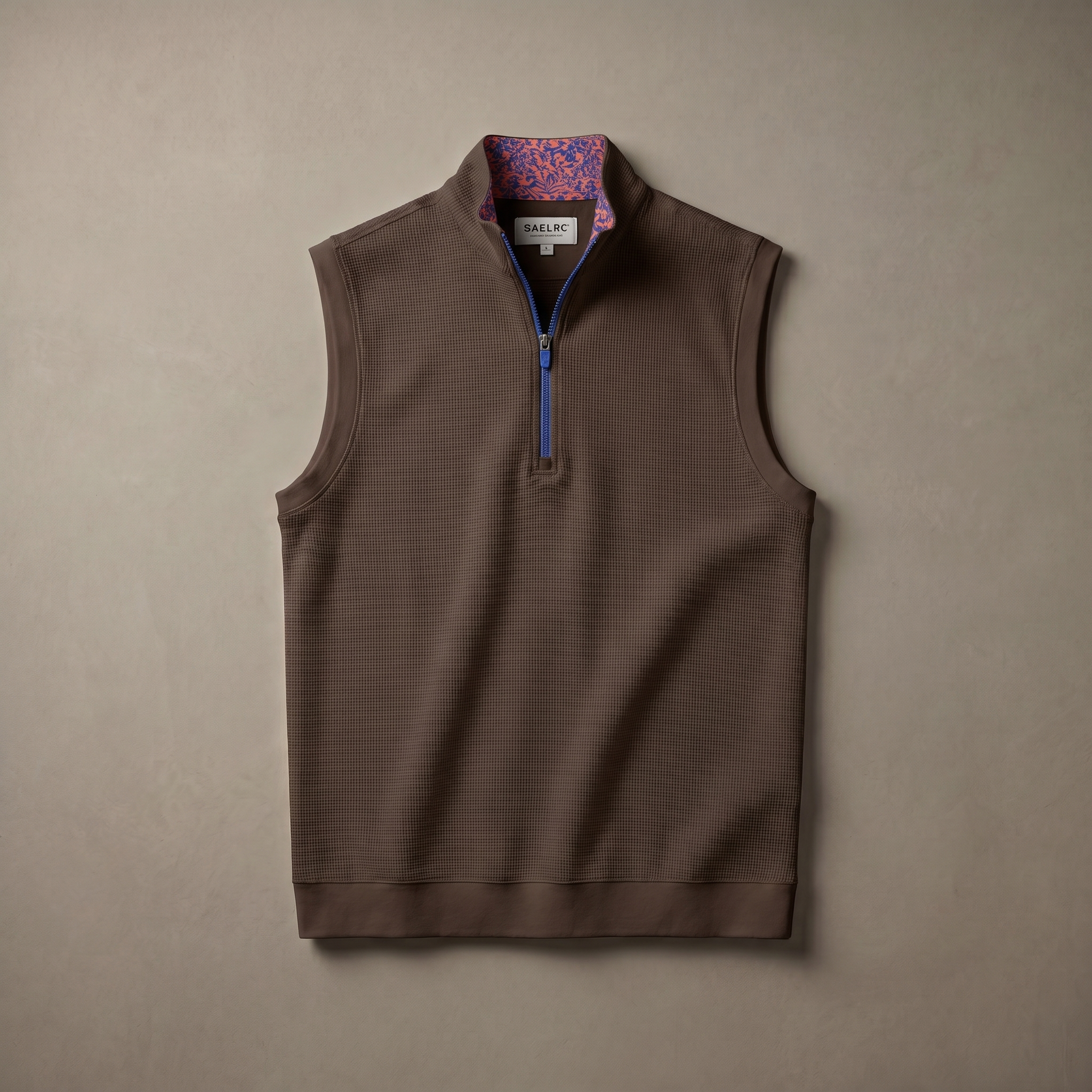 Men's Stretch Fabric Golf Vest With Windproof Flap And Stylish Print Collar