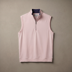 Men's Stretch Fabric Golf Vest With Windproof Flap And Stylish Print Collar