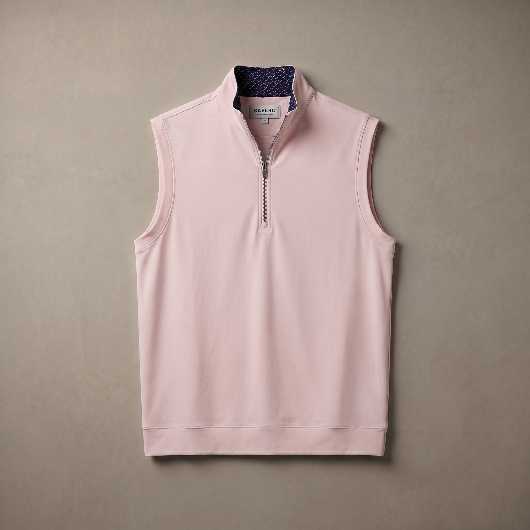 Men's Stretch Fabric Golf Vest With Windproof Flap And Stylish Print Collar