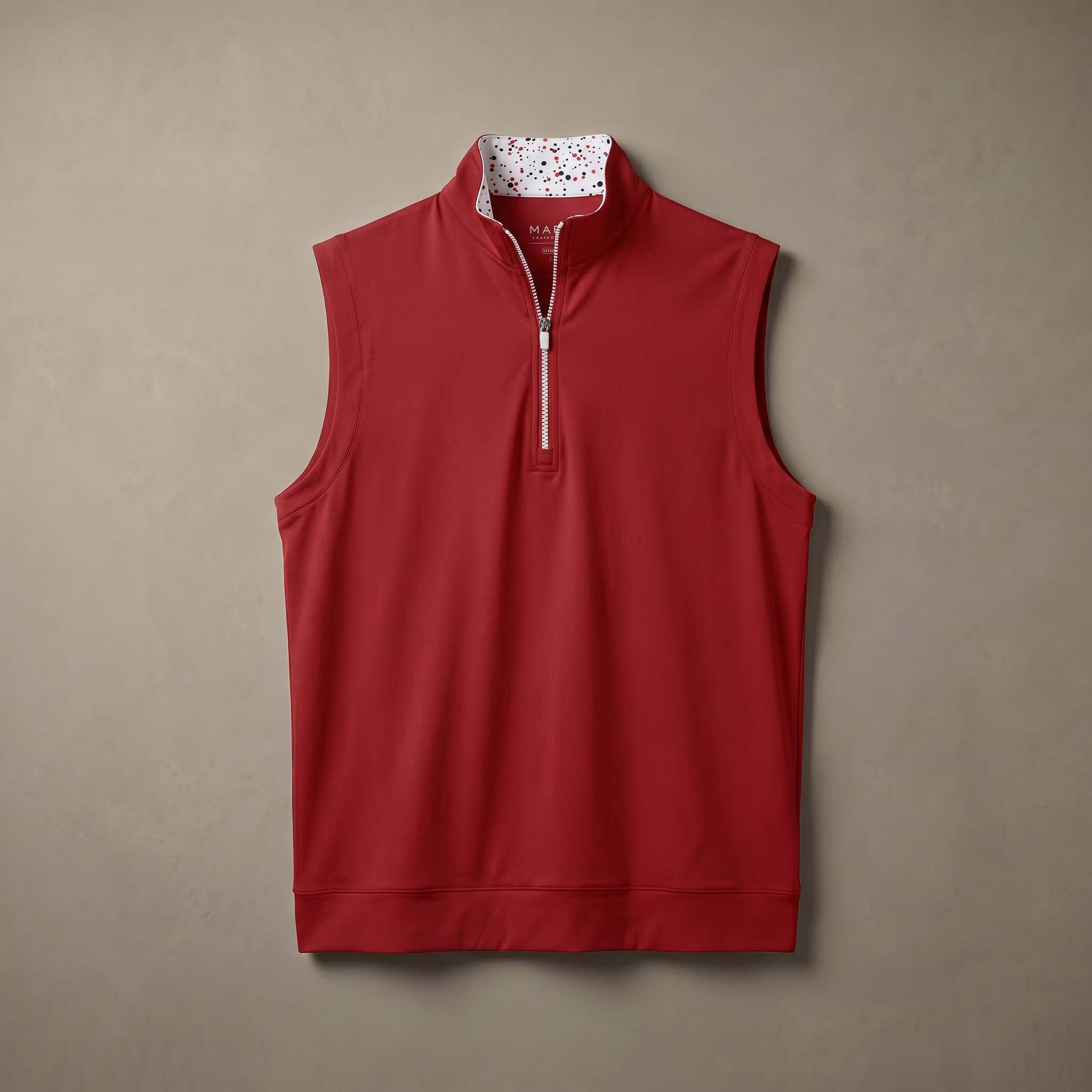 Men's Stretch Fabric Golf Vest With Windproof Flap And Stylish Print Collar