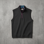 Men's Stretch Fabric Golf Vest With Windproof Flap And Stylish Print Collar
