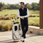 Men's Stretch Fabric Golf Vest With Windproof Flap And Stylish Print Collar
