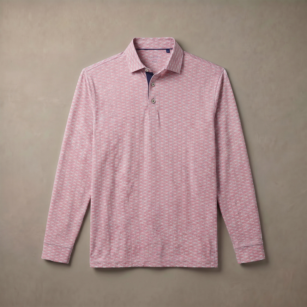 Mens Lightweight Four Way Stretch Long Sleeve Polo Shirt Moisture