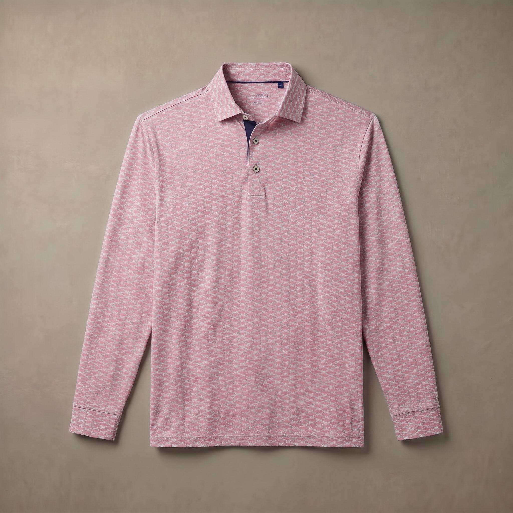 Mens Lightweight Four Way Stretch Long Sleeve Polo Shirt Moisture