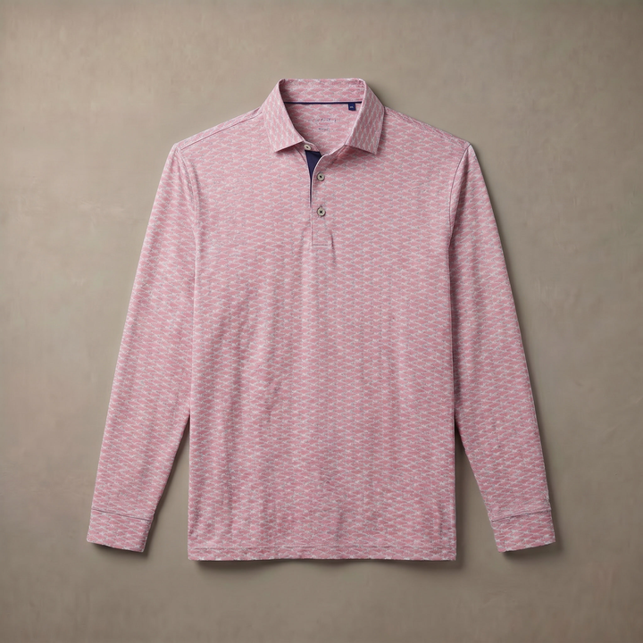 Mens Lightweight Four Way Stretch Long Sleeve Polo Shirt Moisture