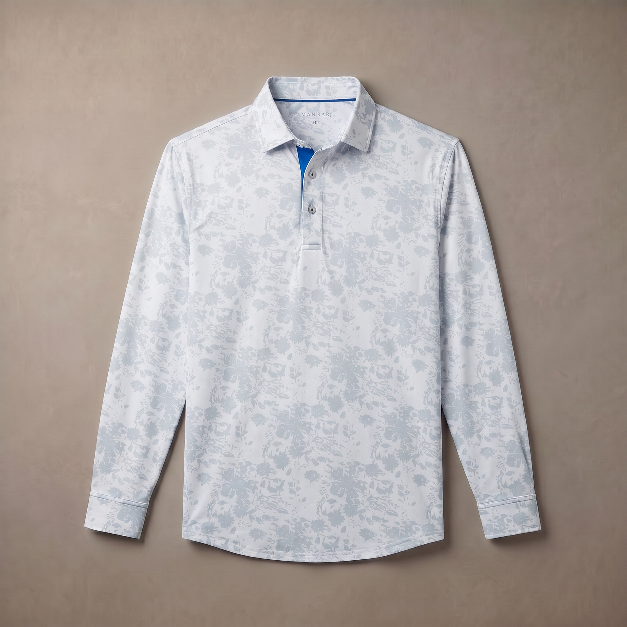 Mens Lightweight Four Way Stretch Long Sleeve Polo Shirt Moisture