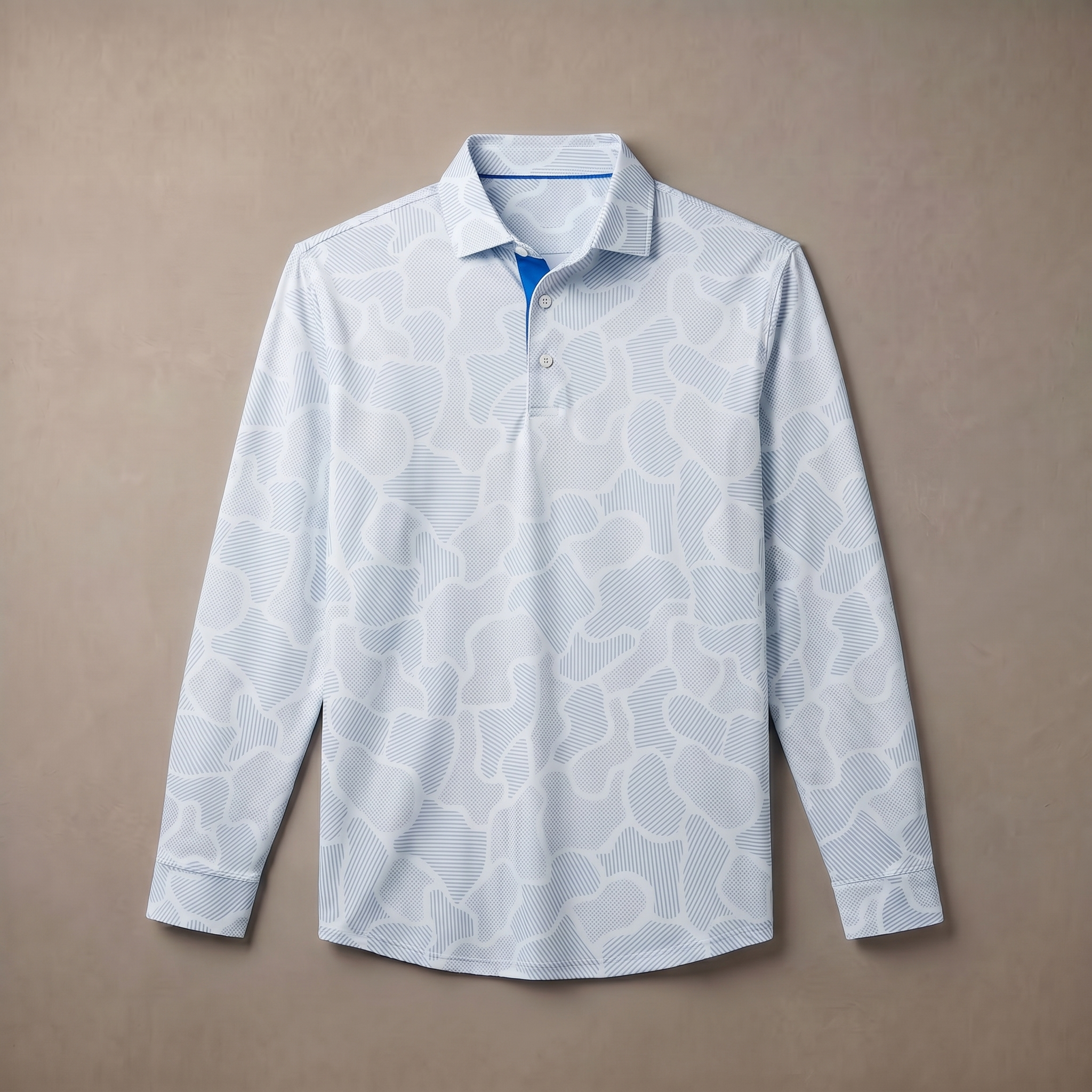 Mens Lightweight Four Way Stretch Long Sleeve Polo Shirt Moisture
