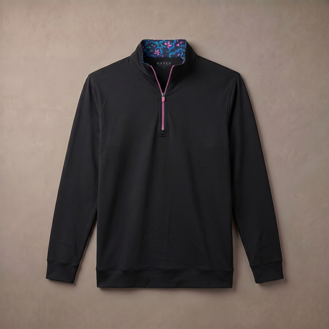 Mens Moisture Wicking Fleece Quarter Zip Pullover for Golf Lightweight Stretch Comfort