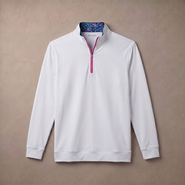 Mens Moisture Wicking Fleece Quarter Zip Pullover for Golf Lightweight Stretch Comfort