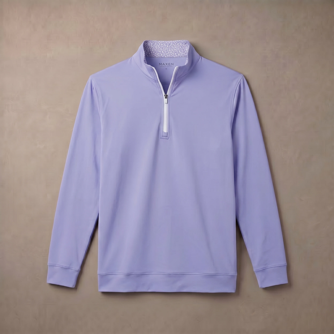 Mens Moisture Wicking Fleece Quarter Zip Pullover for Golf Lightweight Stretch Comfort