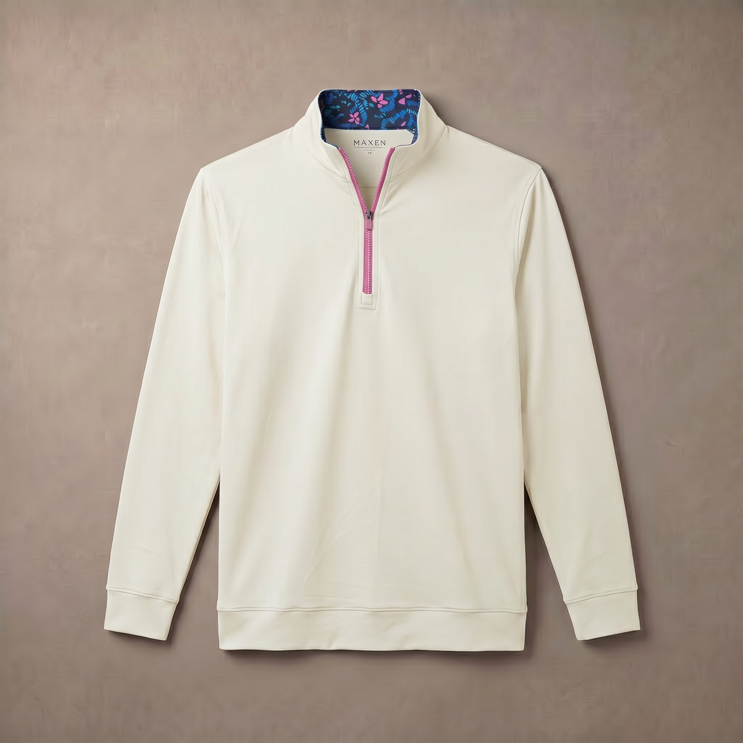 Mens Moisture Wicking Fleece Quarter Zip Pullover for Golf Lightweight Stretch Comfort