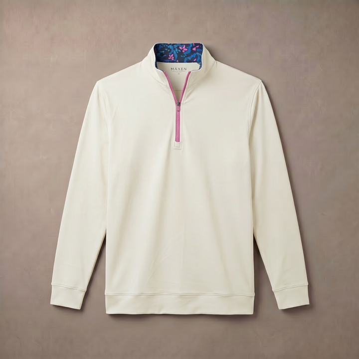 Mens Moisture Wicking Fleece Quarter Zip Pullover for Golf Lightweight Stretch Comfort