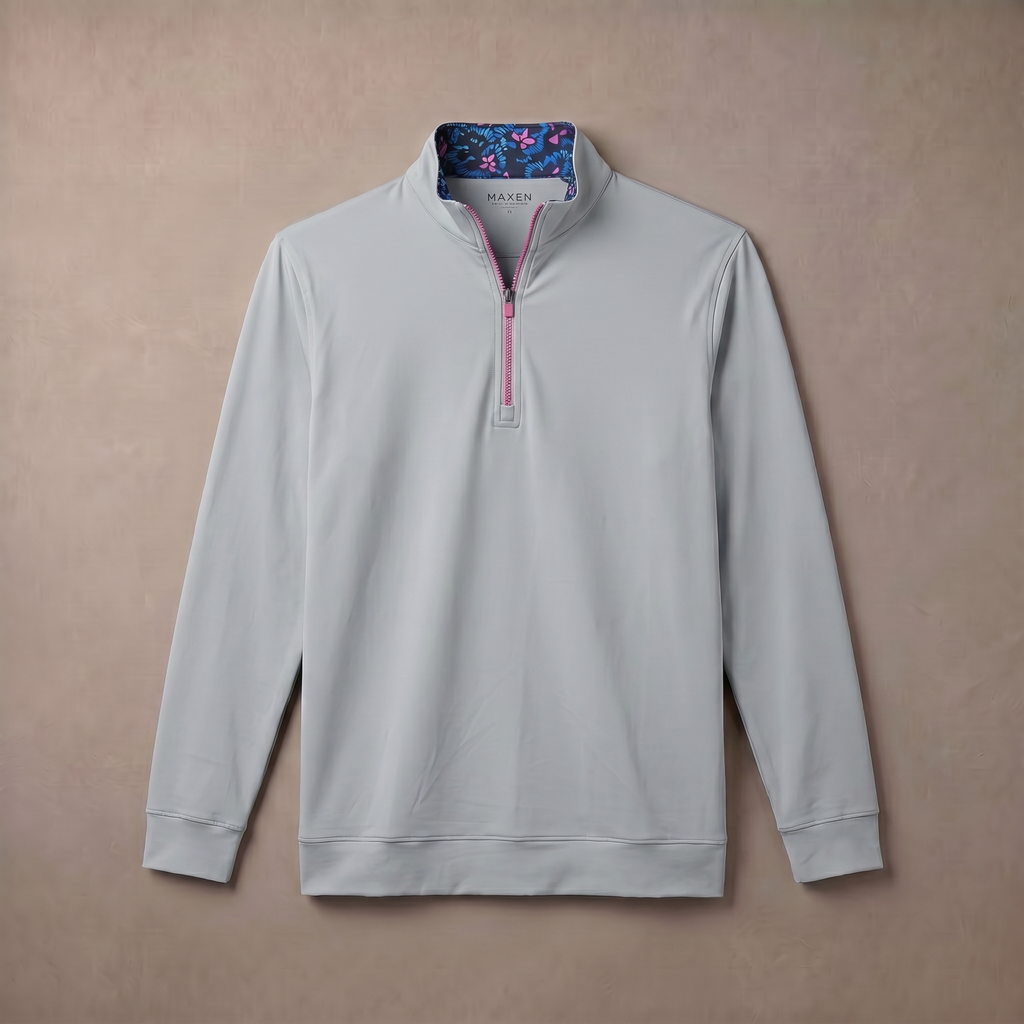 Mens Moisture Wicking Fleece Quarter Zip Pullover for Golf Lightweight Stretch Comfort
