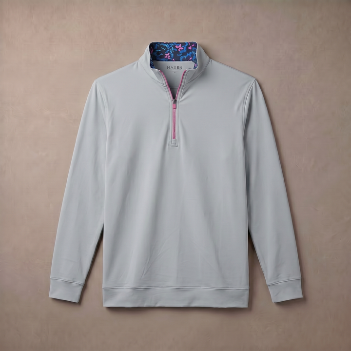 Mens Moisture Wicking Fleece Quarter Zip Pullover for Golf Lightweight Stretch Comfort