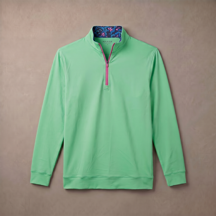 Mens Moisture Wicking Fleece Quarter Zip Pullover for Golf Lightweight Stretch Comfort