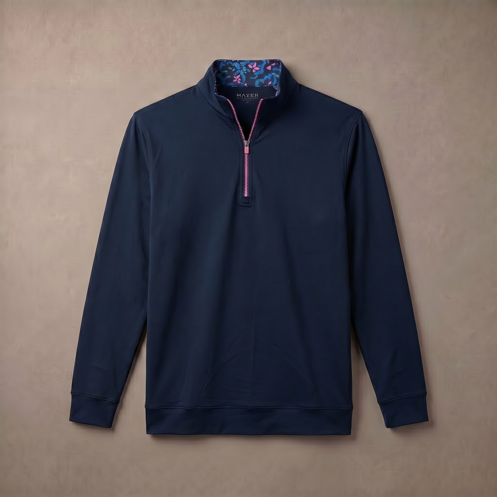 Mens Moisture Wicking Fleece Quarter Zip Pullover for Golf Lightweight Stretch Comfort