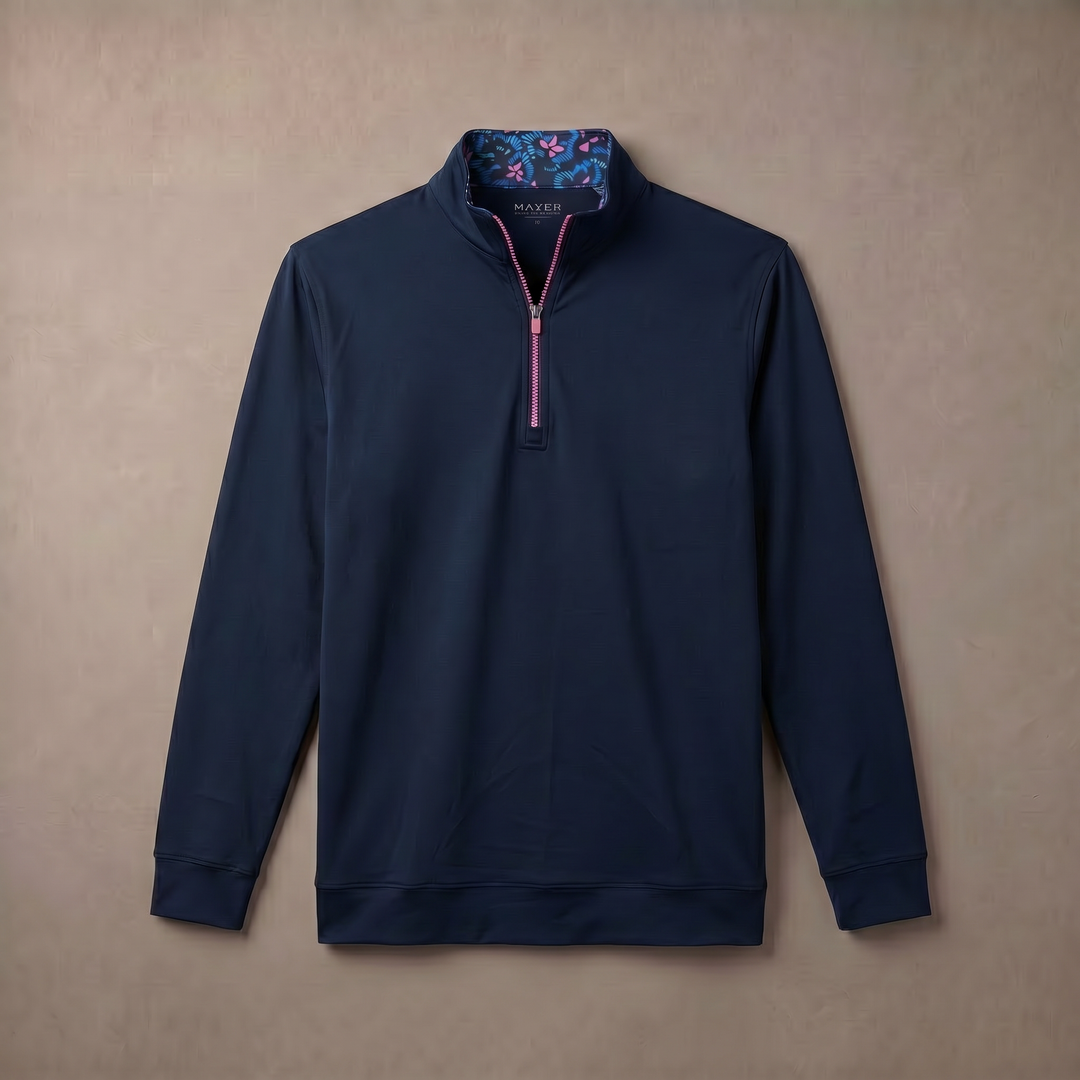 Mens Moisture Wicking Fleece Quarter Zip Pullover for Golf Lightweight Stretch Comfort