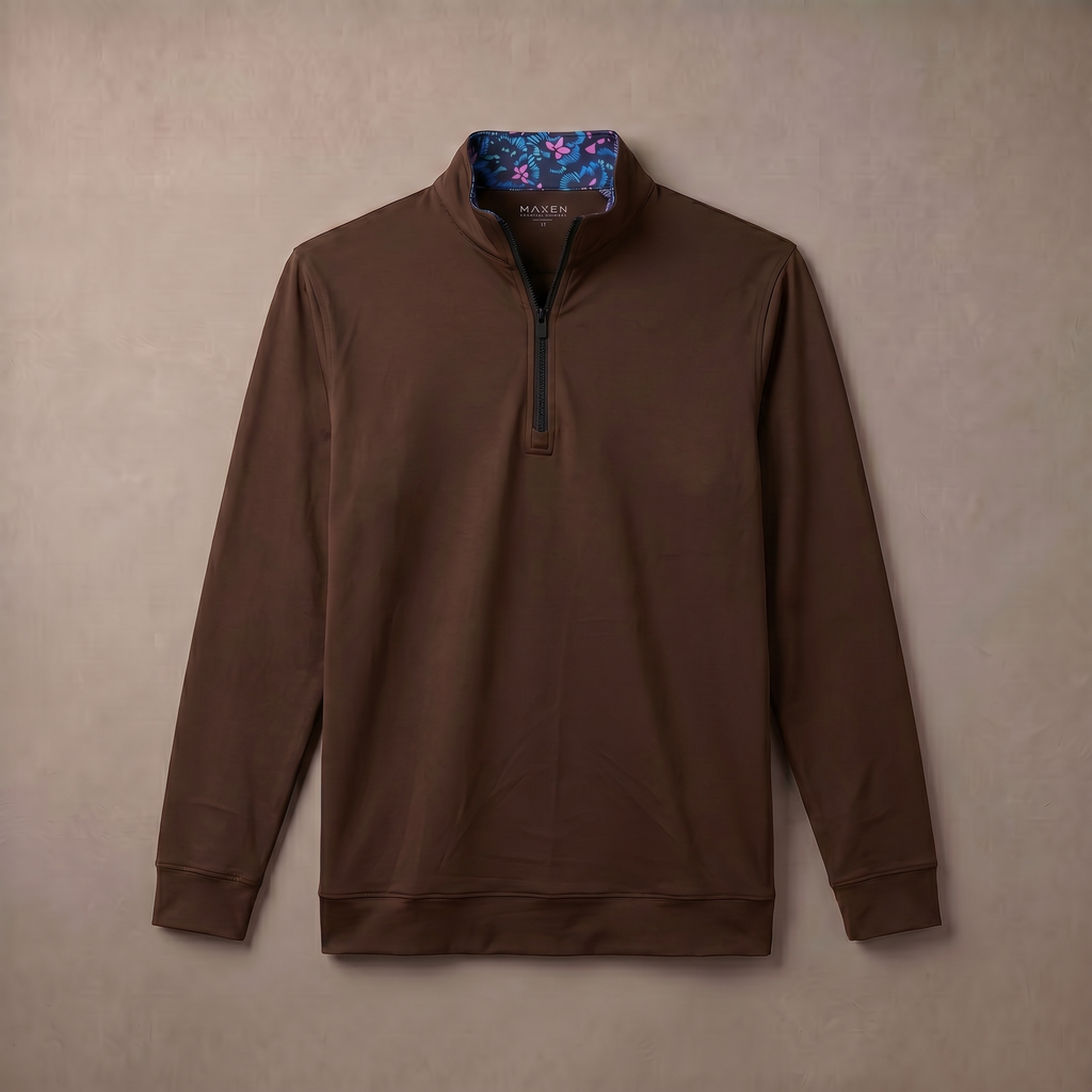 Mens Moisture Wicking Fleece Quarter Zip Pullover for Golf Lightweight Stretch Comfort