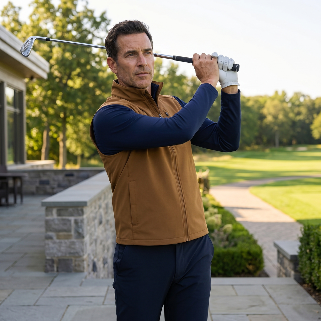 Men's Lightweight Quick Dry Golf Vest Windproof Water Repellent Outerwear
