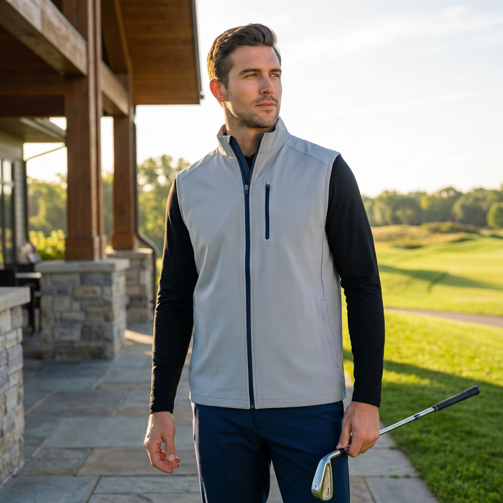 Men's Lightweight Quick Dry Golf Vest Windproof Water Repellent Outerwear