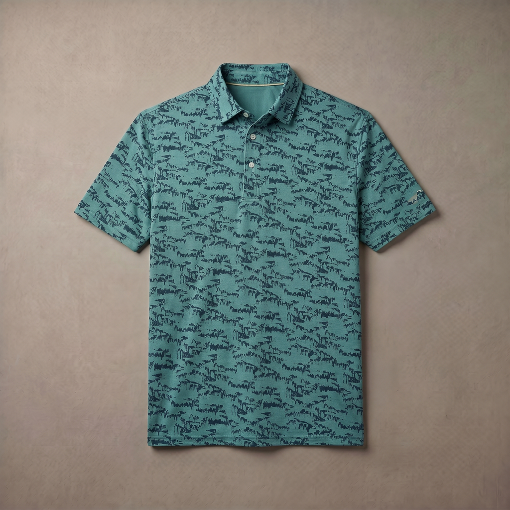 Mens Moisture Wicking Heather Print Polo Shirt With UPF 50 Sun Protection