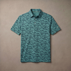 Mens Moisture Wicking Heather Print Polo Shirt With UPF 50 Sun Protection