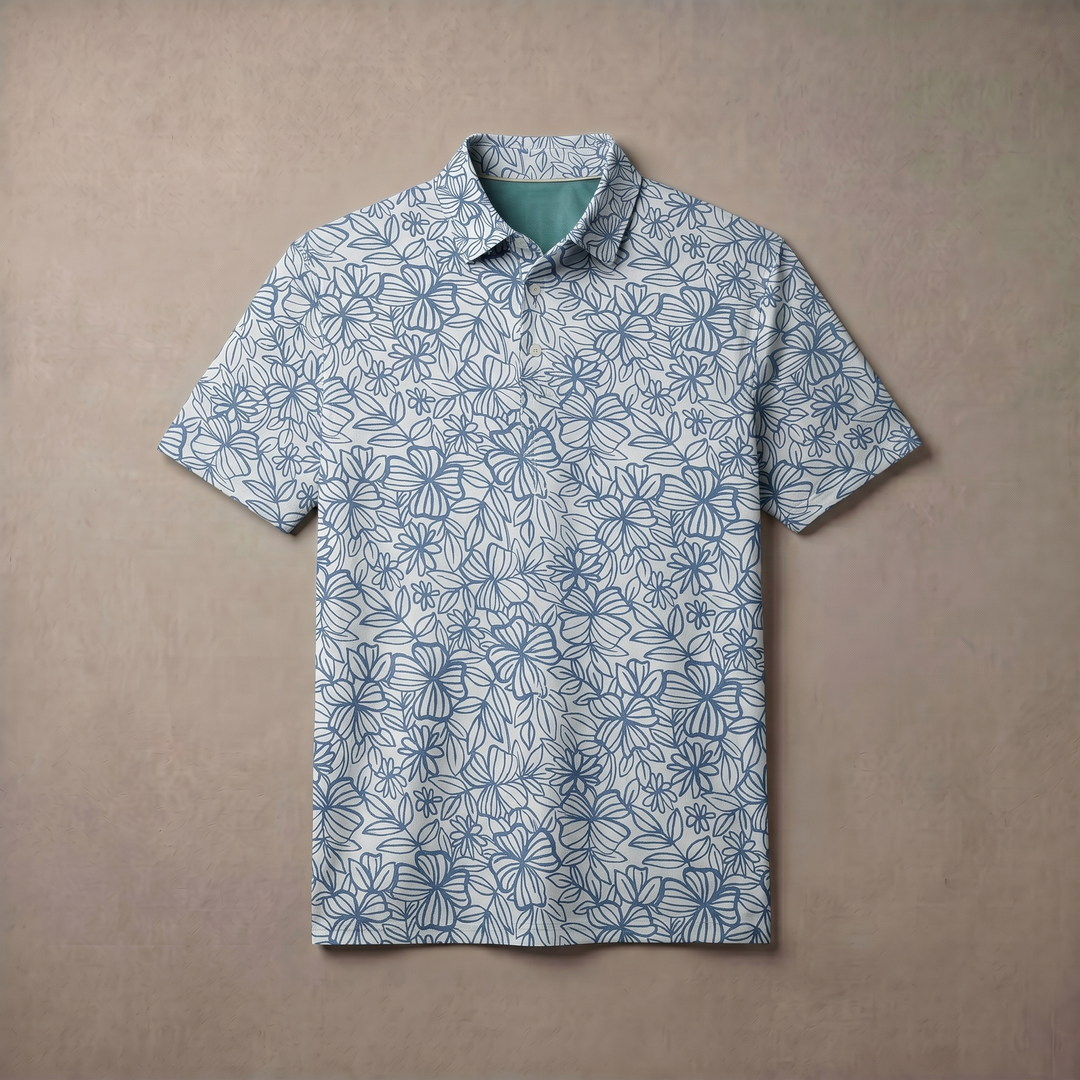 Mens Moisture Wicking Heather Print Polo Shirt With UPF 50 Sun Protection