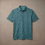 Mens Moisture Wicking Heather Print Polo Shirt With UPF 50 Sun Protection
