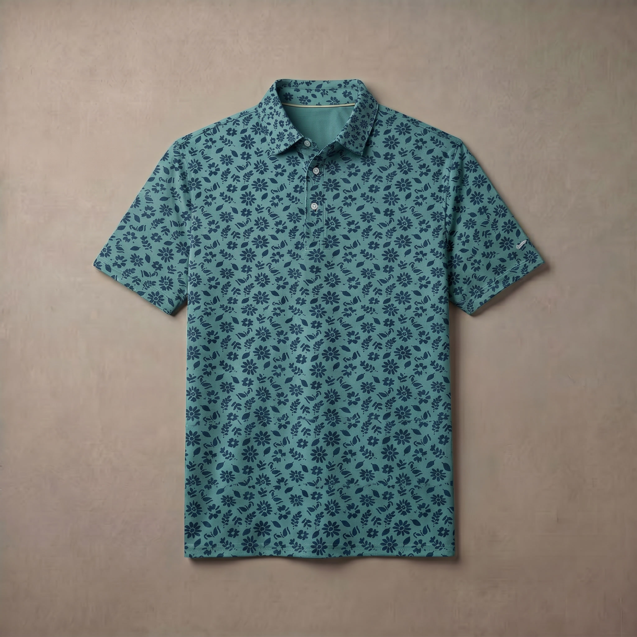 Mens Moisture Wicking Heather Print Polo Shirt With UPF 50 Sun Protection