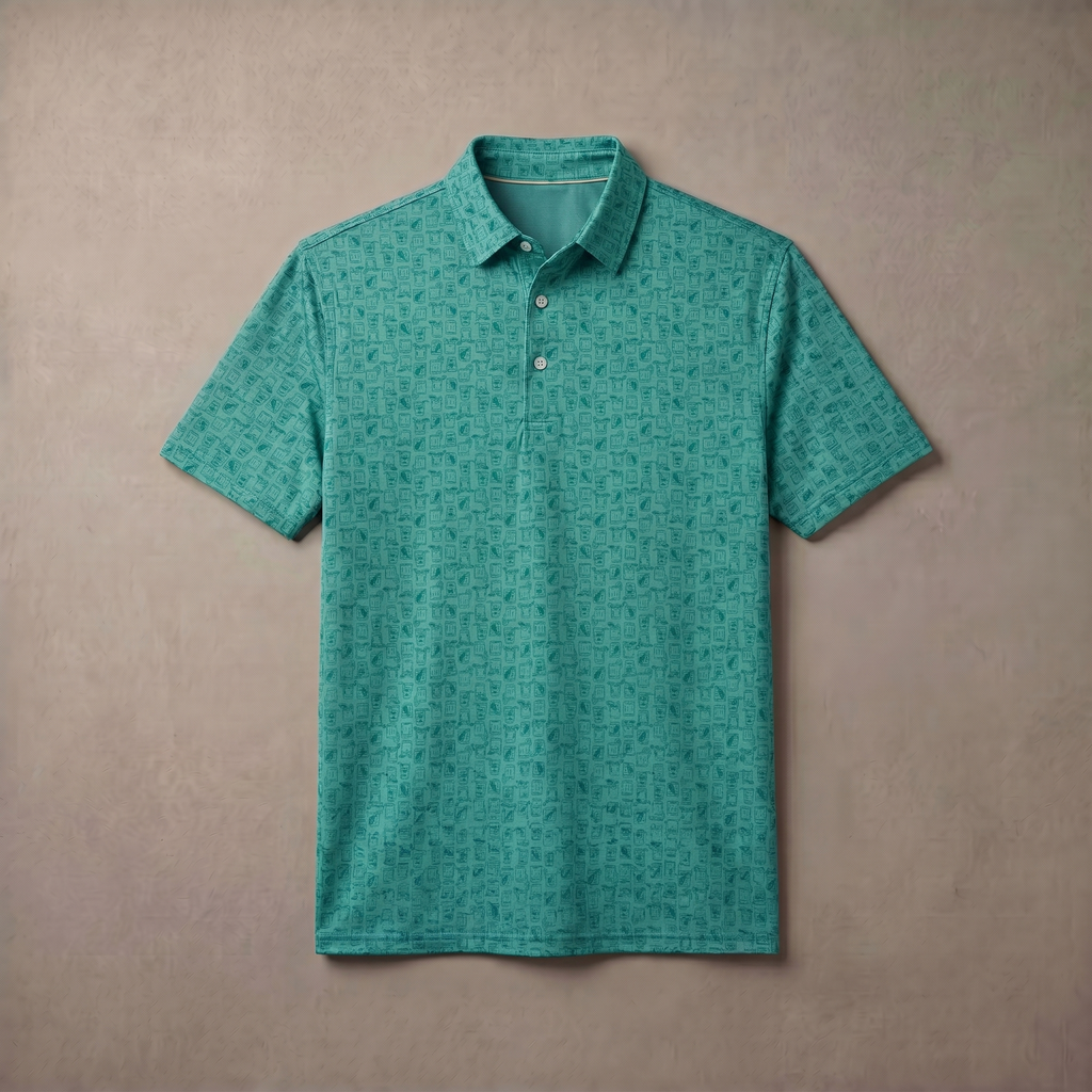 Mens Moisture Wicking Heather Print Polo Shirt With UPF 50 Sun Protection