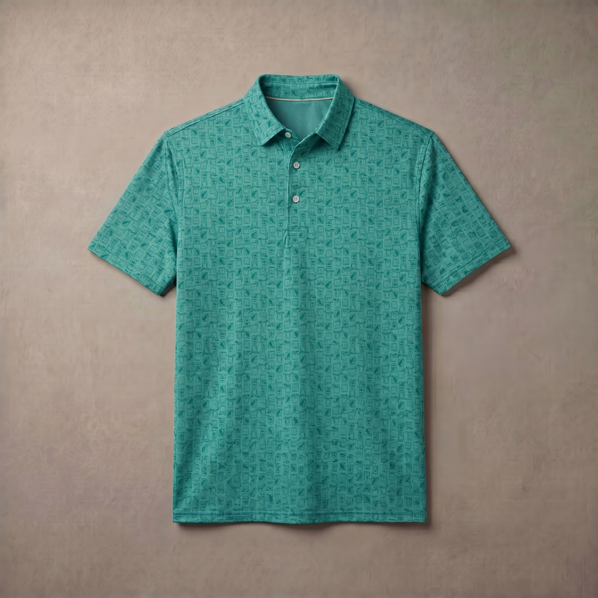 Mens Moisture Wicking Heather Print Polo Shirt With UPF 50 Sun Protection