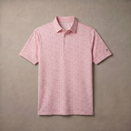 Mens Moisture Wicking Heather Print Polo Shirt With UPF 50 Sun Protection