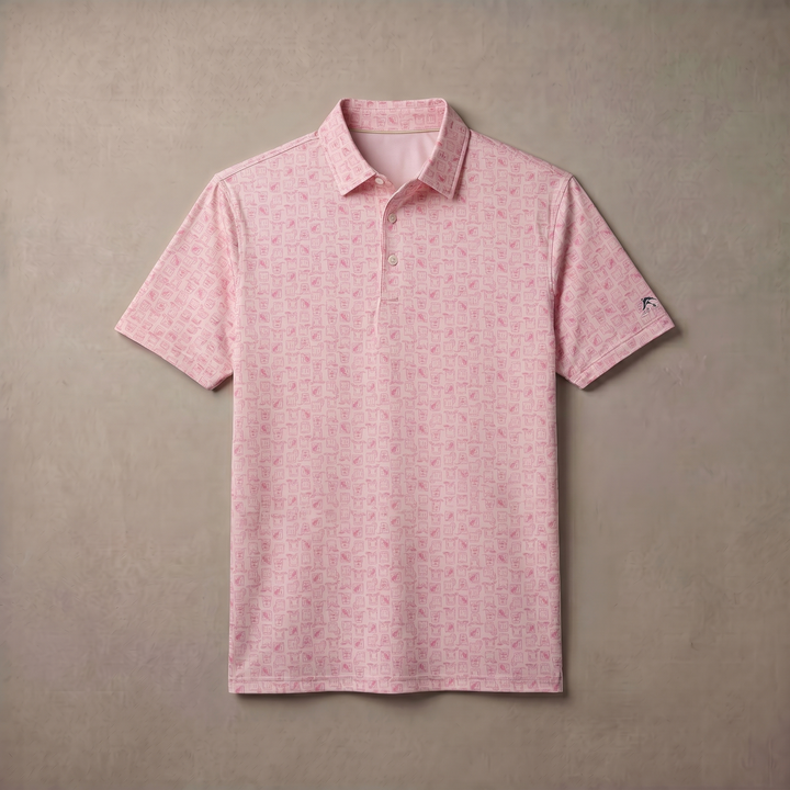 Mens Moisture Wicking Heather Print Polo Shirt With UPF 50 Sun Protection