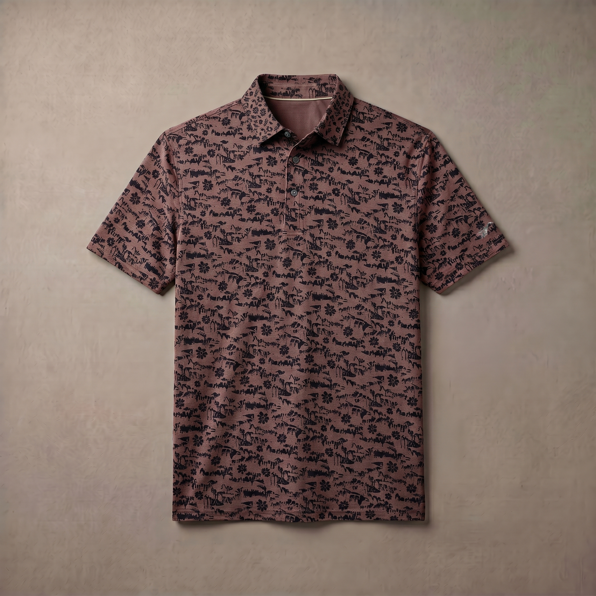 Mens Moisture Wicking Heather Print Polo Shirt With UPF 50 Sun Protection