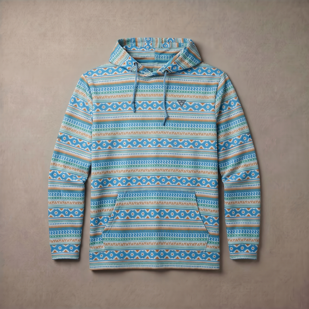 Men's Lightweight Fleece Hoodie Trendy Print Breathable Casual Sweatshirt