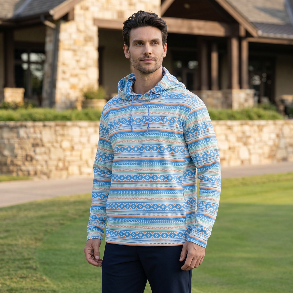 Men's Lightweight Fleece Hoodie Trendy Print Breathable Casual Sweatshirt