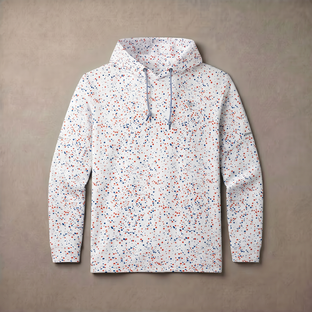 Men's Lightweight Fleece Hoodie Trendy Print Breathable Casual Sweatshirt