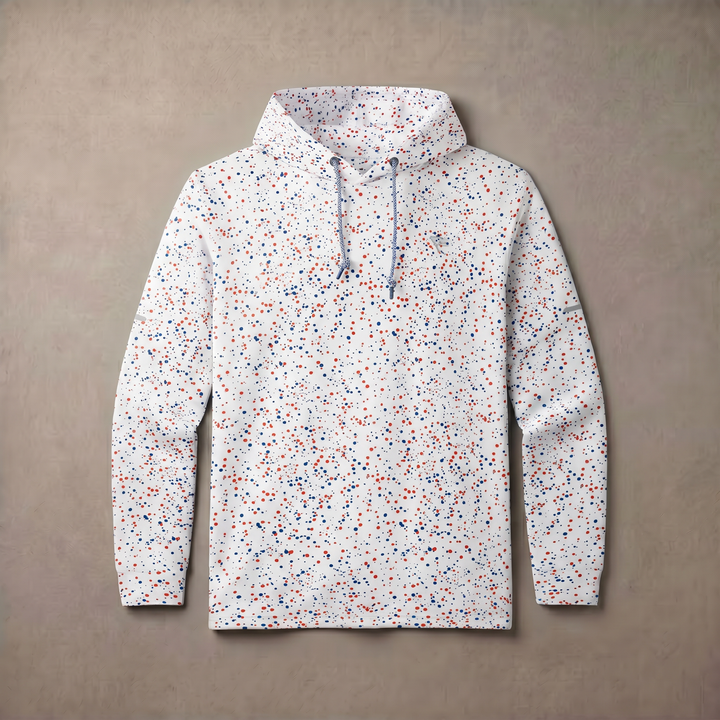 Men's Lightweight Fleece Hoodie Trendy Print Breathable Casual Sweatshirt
