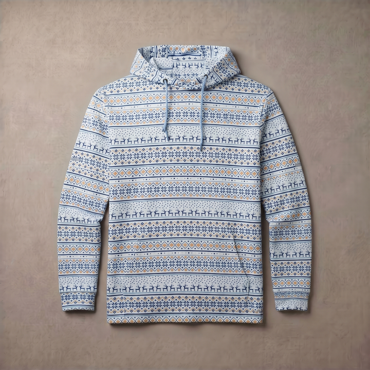 Men's Lightweight Fleece Hoodie Trendy Print Breathable Casual Sweatshirt