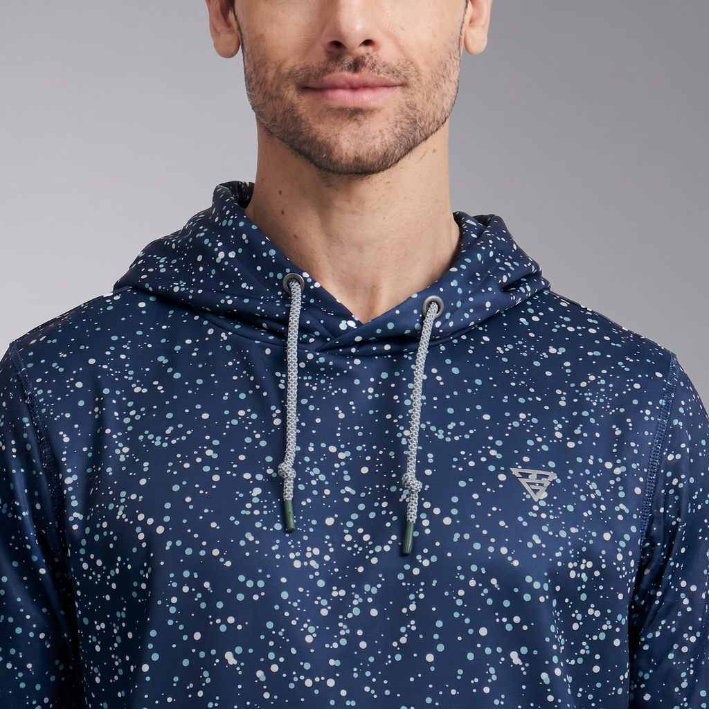 Men's Lightweight Fleece Hoodie Trendy Print Breathable Casual Sweatshirt