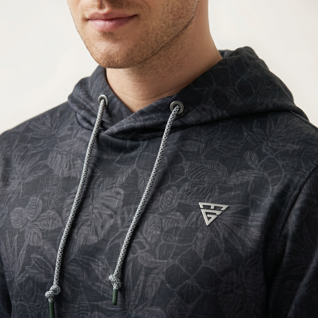 Men's Lightweight Fleece Hoodie Trendy Print Breathable Casual Sweatshirt