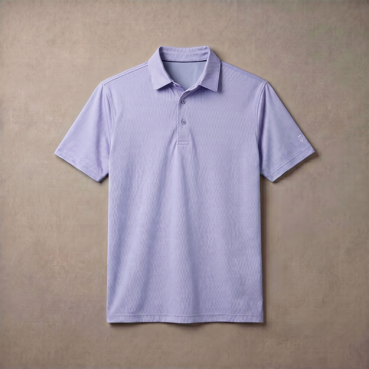 Mens Lightweight Jacquard Polo Shirt With Contrast Inside Collar And Placket