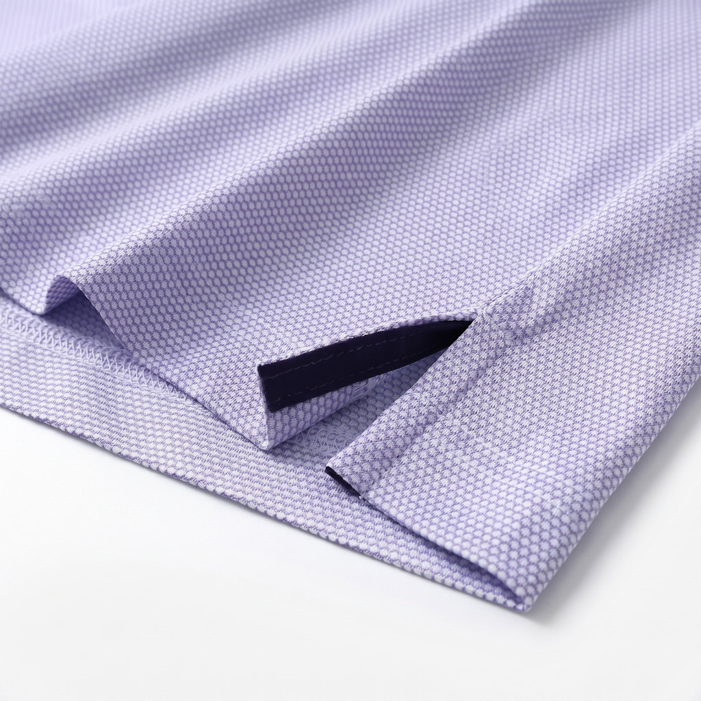 Mens Lightweight Jacquard Polo Shirt With Contrast Inside Collar And Placket