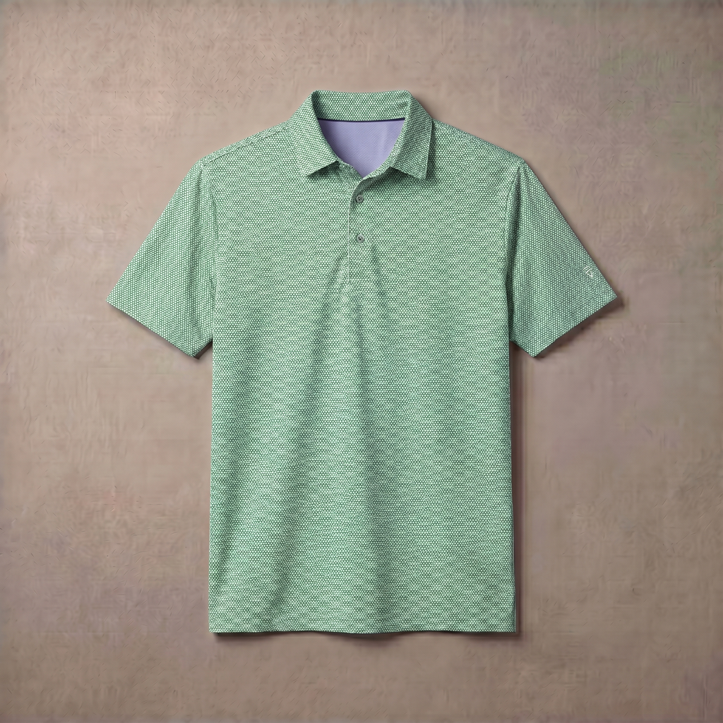 Mens Lightweight Jacquard Polo Shirt With Contrast Inside Collar And Placket