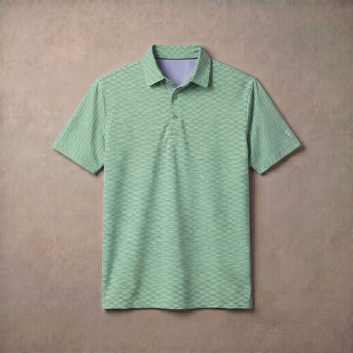 Mens Lightweight Jacquard Polo Shirt With Contrast Inside Collar And Placket