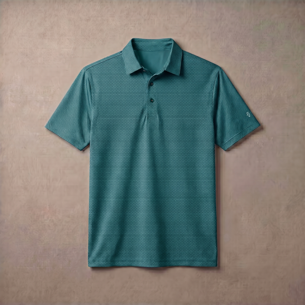 Mens Lightweight Jacquard Polo Shirt With Contrast Inside Collar And Placket