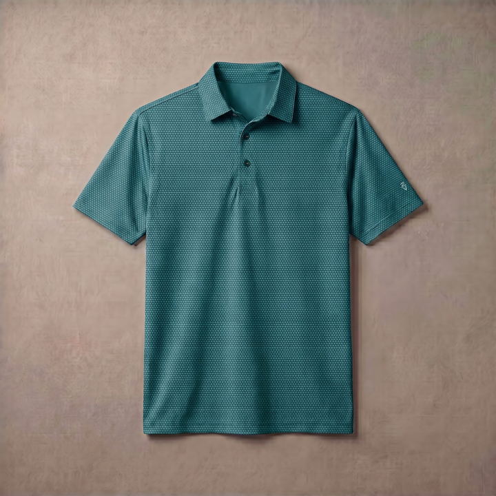 Mens Lightweight Jacquard Polo Shirt With Contrast Inside Collar And Placket