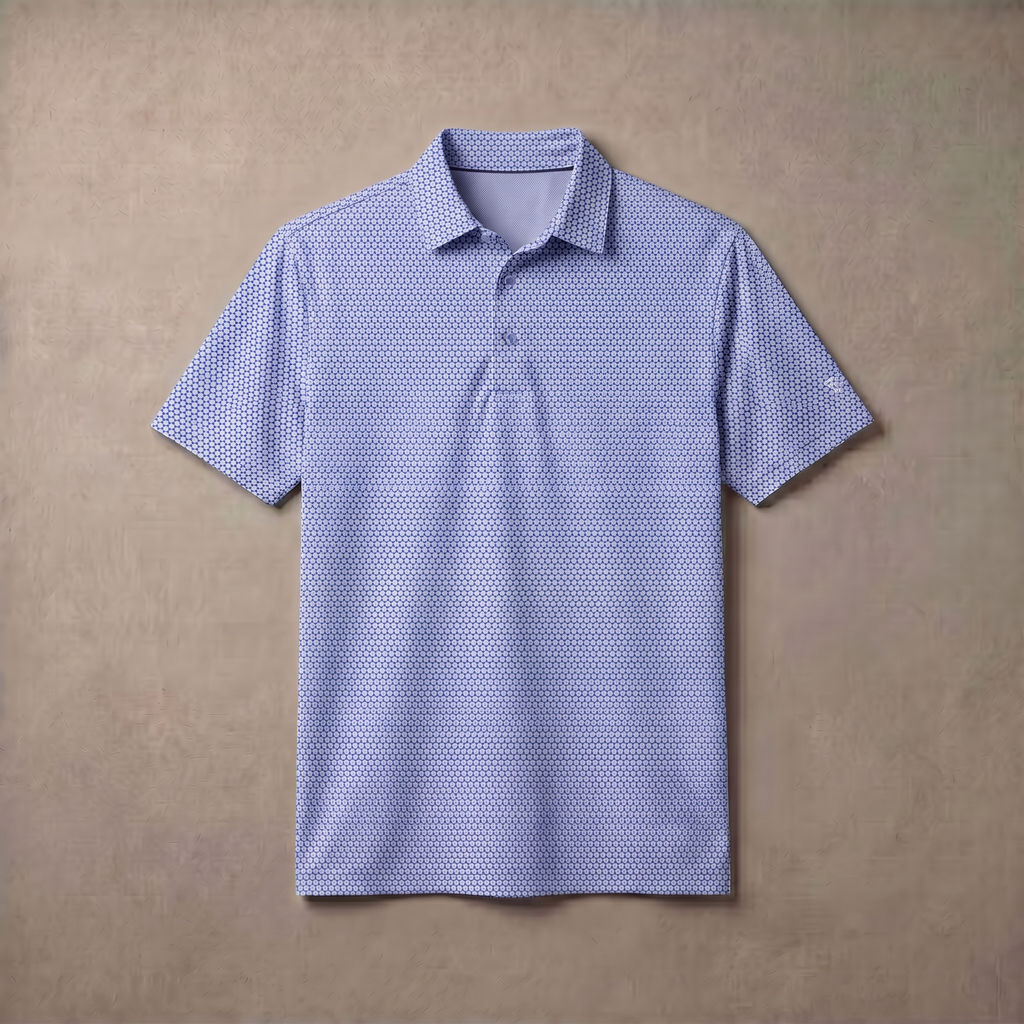 Mens Lightweight Jacquard Polo Shirt With Contrast Inside Collar And Placket